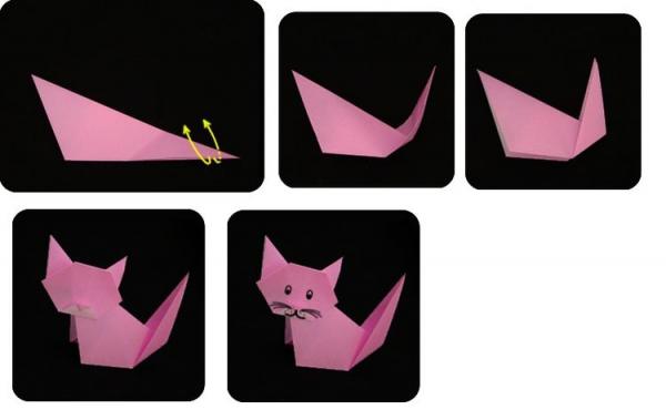 Простой кот в технике оригами